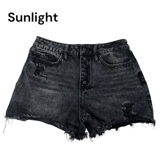 YMI Pants - YMI DREAM Women Distressed Black Soft Denim Shorts Cut Off Button Fly Size 11/30